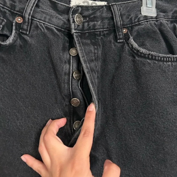 Free People We The Free Black Straight Distressed Jeans Size 29 retro grunge y2k - Picture 4 of 8